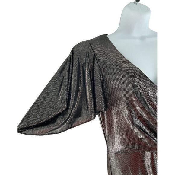 Eliza J Dress Womens Size 10 Formal Metallic Shimmer Butterfly Sleeves Maxi NEW - Picture 8 of 12